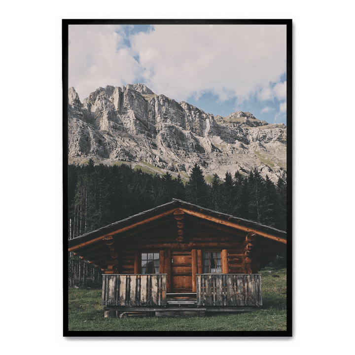 Wooden House And Mountains
