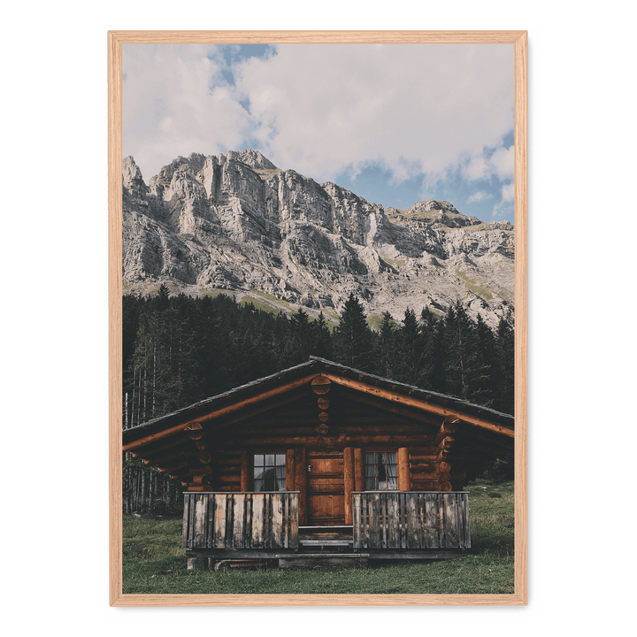 Wooden House And Mountains
